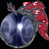 Silvery Beast curls around a gem-like globe