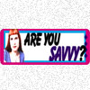 Photo of woman surrounded by stylish borders and savvy text