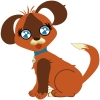 A rich orangey-brown dog with teal eyes and dark ears.