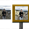 Picture of a woman brightened up and given a signpost frame